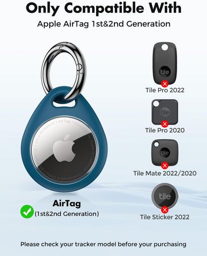 360° Protective Case for Airtag (1St & 2Nd Generation) [4 Pack], TPU Full Cover Keyring Holder with Premium Zinc Alloy Spring Clip, Scratch-Resistant Design for Keys, Bags, Luggage
